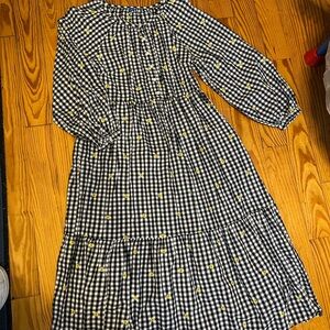 Old Navy Black and White Gingham Top with Yellow Detail